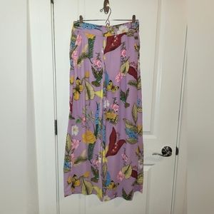 Lavender Tropical Wide Leg Pants